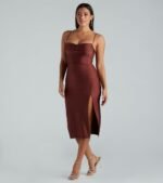 Sleek And Smooth High Slit Midi Dress - Image 27