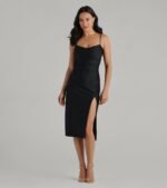 Sleek And Smooth High Slit Midi Dress - Image 29