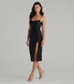 Sleek And Smooth High Slit Midi Dress - Image 31