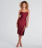 Sleek And Smooth High Slit Midi Dress - Image 33
