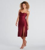 Sleek And Smooth High Slit Midi Dress - Image 35