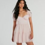 Whimsical Appeal Puff Sleeve Chiffon Skater Dress