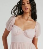 Whimsical Appeal Puff Sleeve Chiffon Skater Dress - Image 4