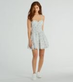 Breezy Chic Floral Embroidered Chiffon Skater Dress - Image 3