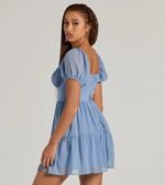 Whimsical Appeal Puff Sleeve Chiffon Skater Dress - Image 6