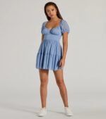 Whimsical Appeal Puff Sleeve Chiffon Skater Dress - Image 7