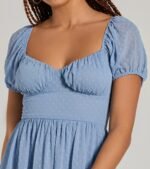 Whimsical Appeal Puff Sleeve Chiffon Skater Dress - Image 8