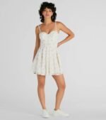 Breezy Chic Floral Embroidered Chiffon Skater Dress - Image 7