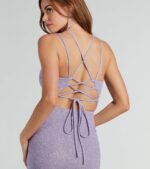 Sparkly Era Lace-Up Glitter Knit Midi Dress - Image 4