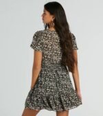 Favorite Fleur V-Neck Floral Chiffon Skater Dress - Image 2