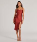 Sleek And Smooth High Slit Midi Dress - Image 44