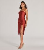 Sleek And Smooth High Slit Midi Dress - Image 47
