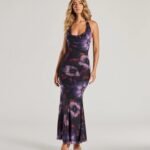 Sultry Fave Halter Cowl Neck Floral Maxi Dress