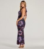 Sultry Fave Halter Cowl Neck Floral Maxi Dress - Image 2