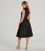 Pleasant Cutie Collared V-Neck Belted Midi Dress - Image 2