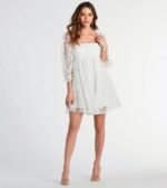 Beautiful Bliss Floral Sequin Mesh Babydoll Dress - Image 2
