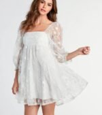 Beautiful Bliss Floral Sequin Mesh Babydoll Dress - Image 4