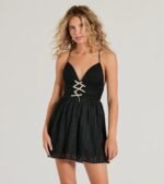 All About Her V-Neck Bow Lace Skater Dress - Image 5