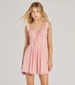 Such A Flirt Sweetheart Lace Trim Skater Dress