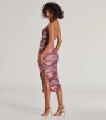 Luminous Allure Strapless Corset Abstract Midi Dress - Image 6
