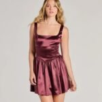 Captivating Charm Sleeveless Tie Back Satin Skater Dress