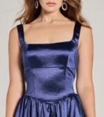 Captivating Charm Sleeveless Tie Back Satin Skater Dress - Image 8