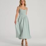 Picture Perfect V-Neck Smocked A-Line Midi Dress