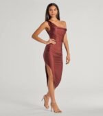 Iconic Silhouette Off-Shoulder High Slit Midi Dress - Image 4