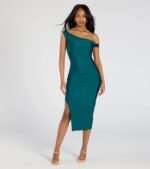 Iconic Silhouette Off-Shoulder High Slit Midi Dress - Image 5