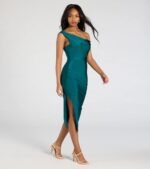 Iconic Silhouette Off-Shoulder High Slit Midi Dress - Image 8