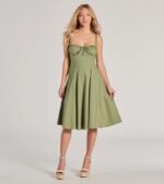 Picturesque Cutie Corset Lace-Up A-Line Midi Dress - Image 5