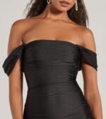 Exceptional Off-The-Shoulder Flared Midi Dress - Image 7