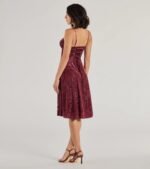 Floral Beauty Velvet Flocked Mesh Midi Dress - Image 2