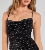 Dazzle Nights Glitter Rhinestone Velvet Midi Dress - Image 4