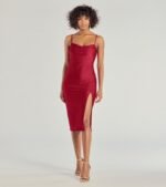 Sleek And Smooth High Slit Midi Dress - Image 48