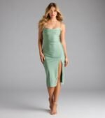 Sleek And Smooth High Slit Midi Dress - Image 52
