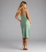 Sleek And Smooth High Slit Midi Dress - Image 53