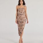 Enchantingly Chic Foiled Floral Mesh Midi Dress