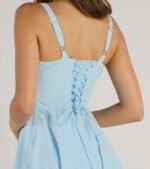 Picturesque Cutie Corset Lace-Up A-Line Midi Dress - Image 12