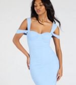 Looking Fab Cold-Shoulder Ruched Bodycon Midi Dress - Image 12