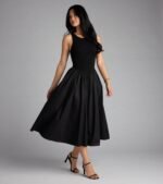 Romantic Sunny Days Crew Neck Poplin Midi Dress - Image 8