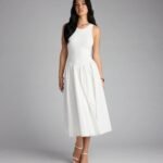 Romantic Sunny Days Crew Neck Poplin Midi Dress