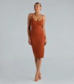 Cute And Casual Everyday Ribbed Knit Midi Dress - Image 5