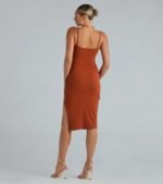 Cute And Casual Everyday Ribbed Knit Midi Dress - Image 6