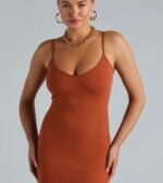 Cute And Casual Everyday Ribbed Knit Midi Dress - Image 8