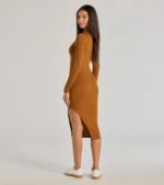 All Things Cozy High Slit Knit Midi Dress - Image 2