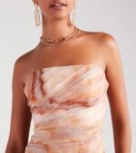 Day Dreamer Strapless Abstract Midi Dress - Image 4