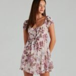 Obsessed With Floral Chiffon Skater Dress