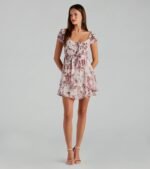 Obsessed With Floral Chiffon Skater Dress - Image 3