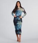 Downtown Chic Abstract Print Midi Dress - Image 5